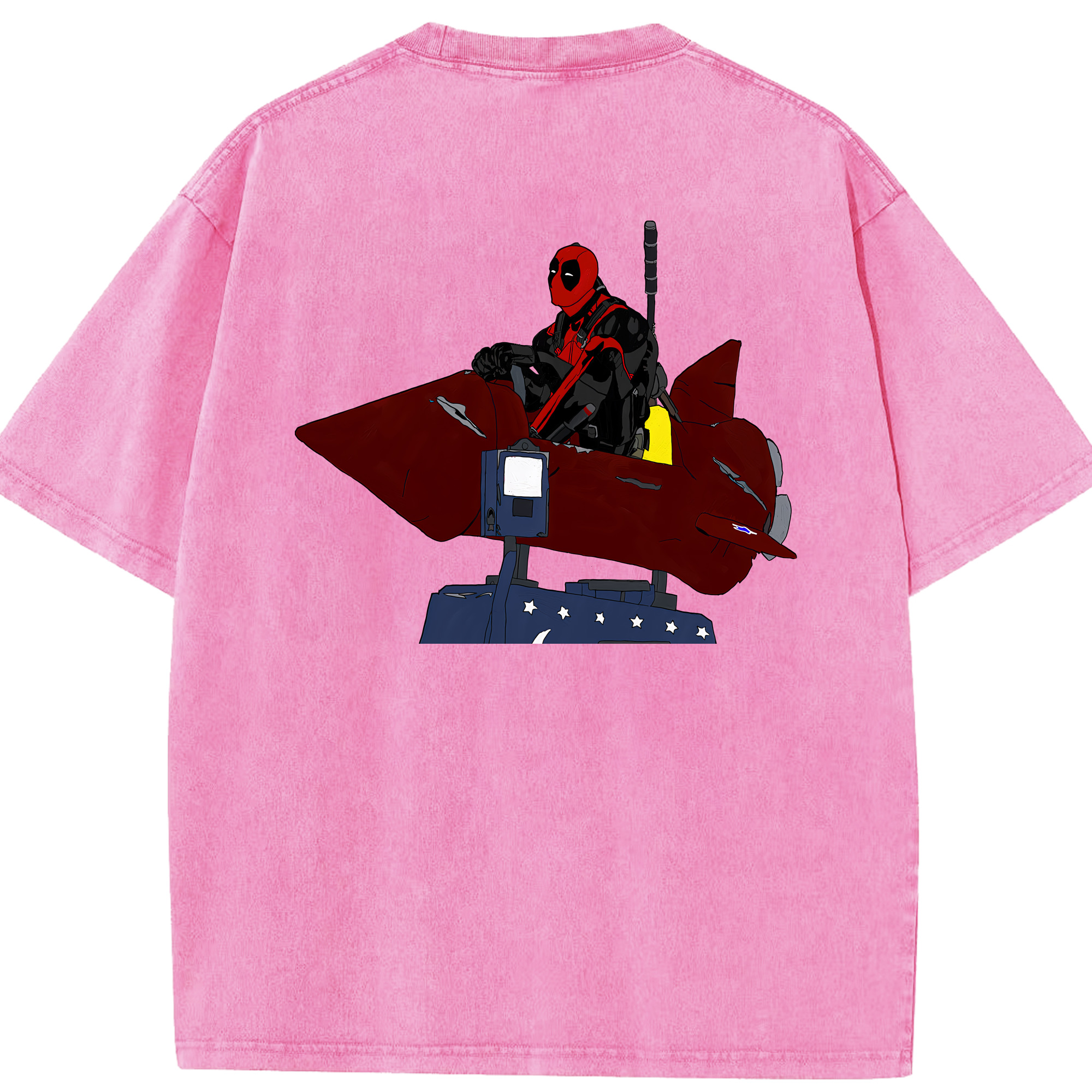 （画像用） Deadpool デッドプール 綿100% ヴィンテージ風 半袖Tシャツ（背面プリント）